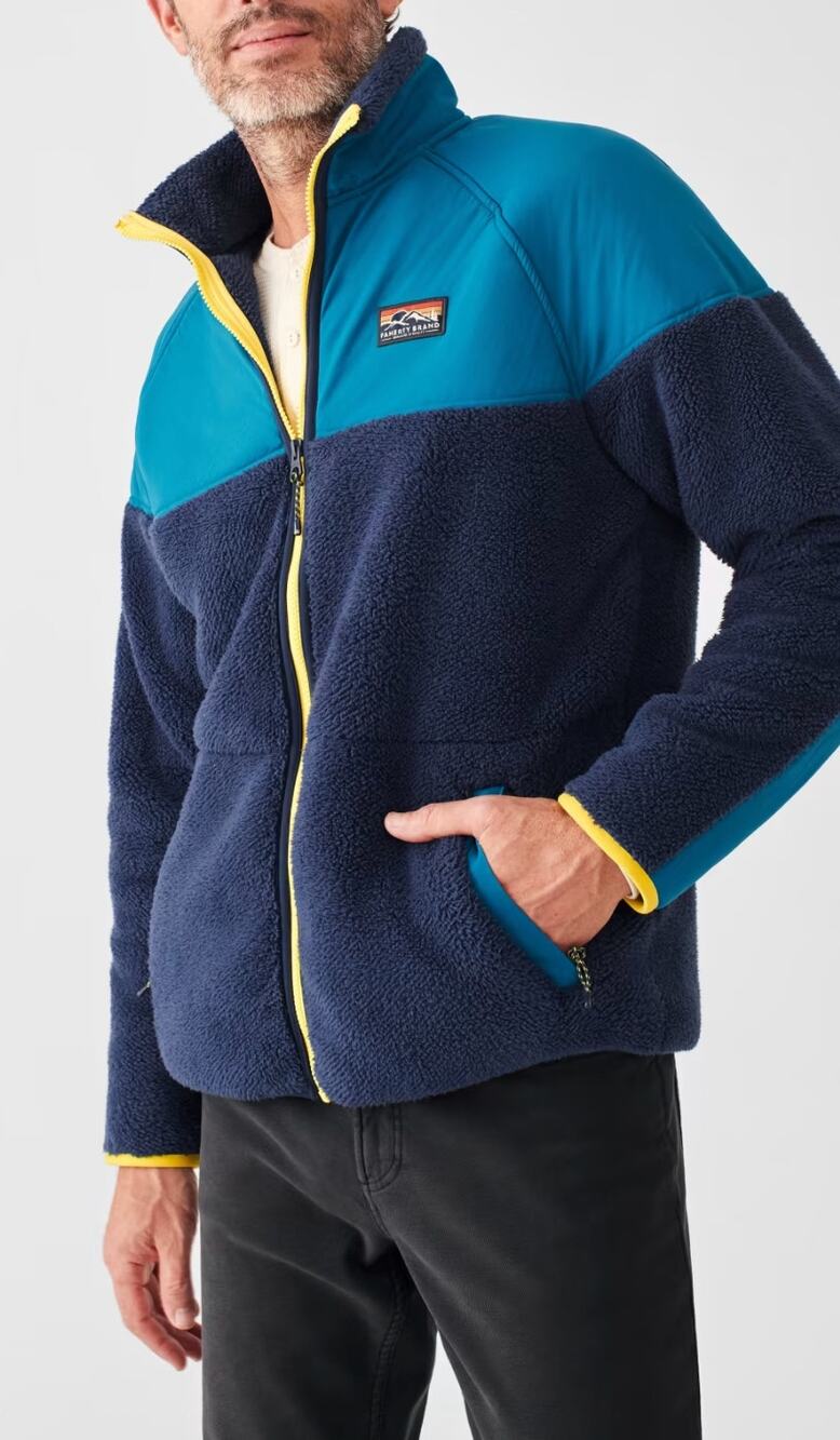 Faherty blue high Pile Fleece Sherpa Jacket
